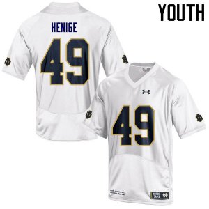 Notre Dame Fighting Irish Youth Jack Henige #49 White Under Armour Authentic Stitched College NCAA Football Jersey PDQ2199NU